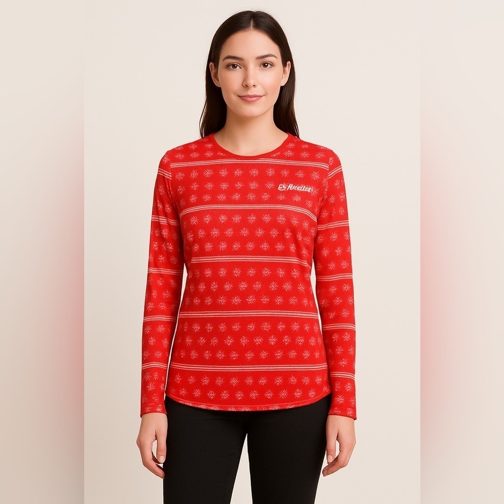Magellan Outdoors Women’s Christmas Long Sleeve Fishing Shirt Small Red